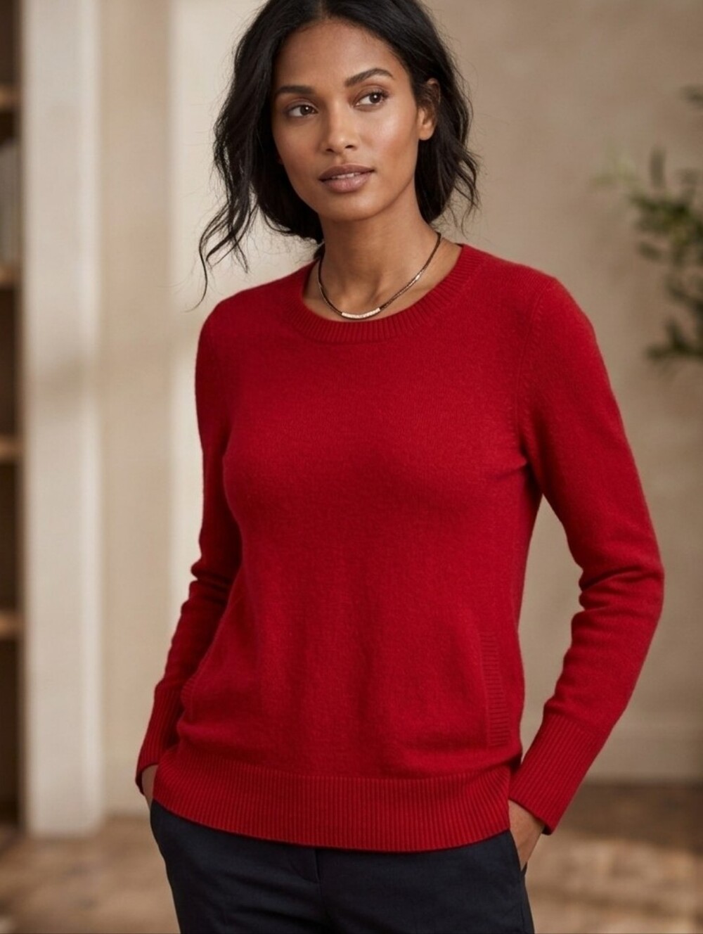 Victoria's Secret Bright Red Crewneck Sweater 100% Cashmere Medium